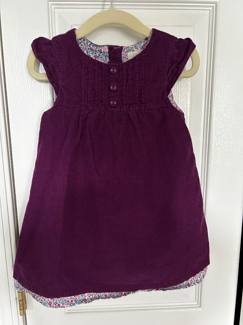 JoJo Maman Bebe, baby girls 12-18 plum corduroy dress